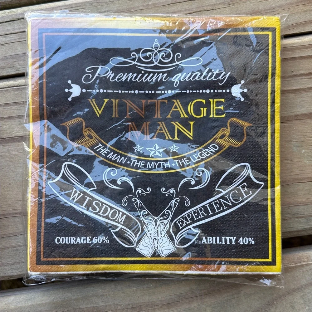 NWOT (24) Party Plates Napkins Aged 50 Years Vintage Man Black Gold Birthday